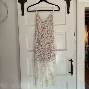 White lace midi dress